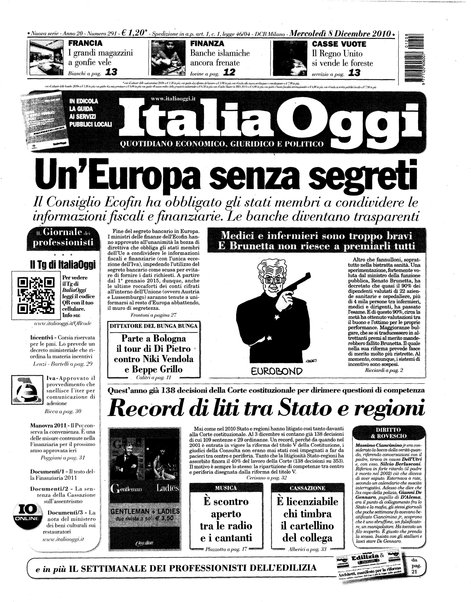 Italia oggi : quotidiano di economia finanza e politica